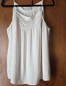 LOFT Cream Camisole with Lace Accents
